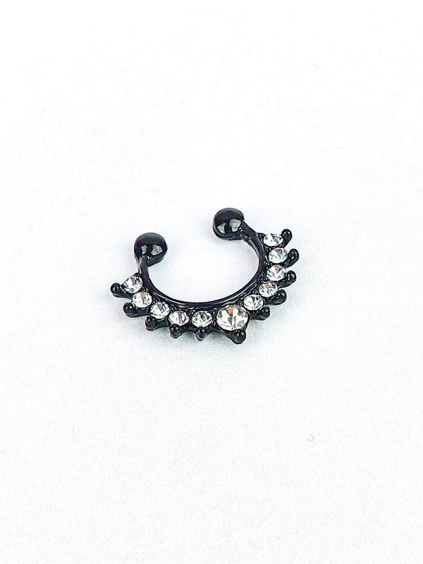 Fake Septum Piercing Kolczyk do Nosa Cyrkonie #2 Czarny