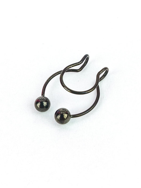 Fake Septum Piercing Kolczyk do Nosa DOUBLE BALL Czarny