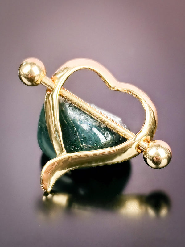 Piercing Nipple Ring Heart Hoop Gold