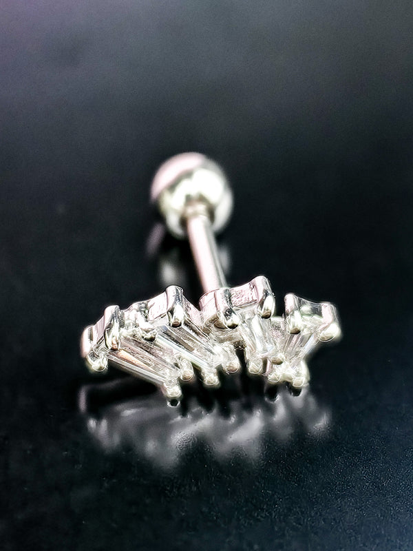 Piercing Helix Kolczyk Wachlarz z Cyrkoniami Srebrny