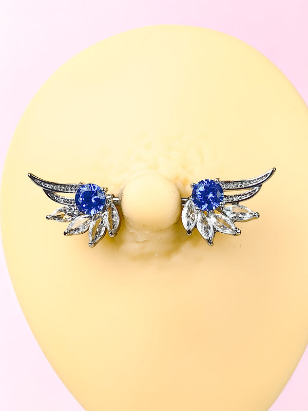 Piercing Nipple ring with wings covered with zircons