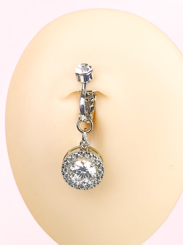 Fake Piercing Navel Ring Round Cubic Zirconia