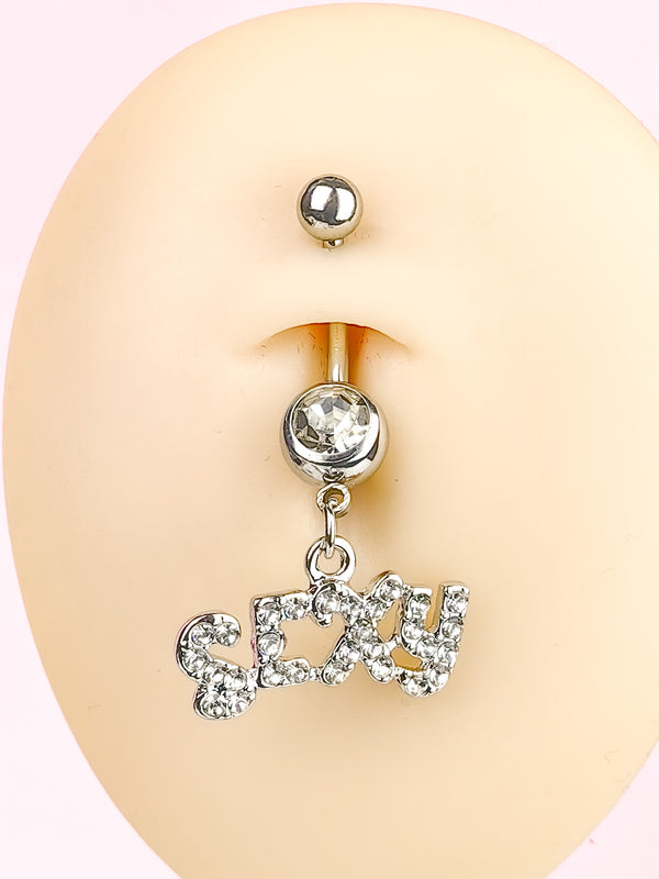 Piercing Kolczyk do Pępka z Zawieszką Napis SEXY