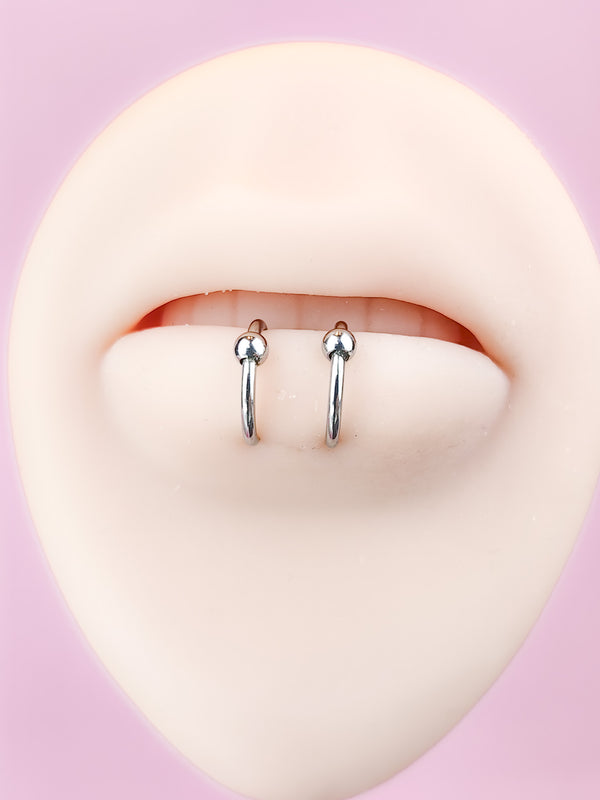 Fake Piercing Ear/Lip Piercing Double Hoop with Balls