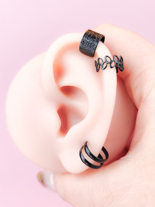 Fake Piercing Set Ear Studs Ear Cuffs 3 pcs.