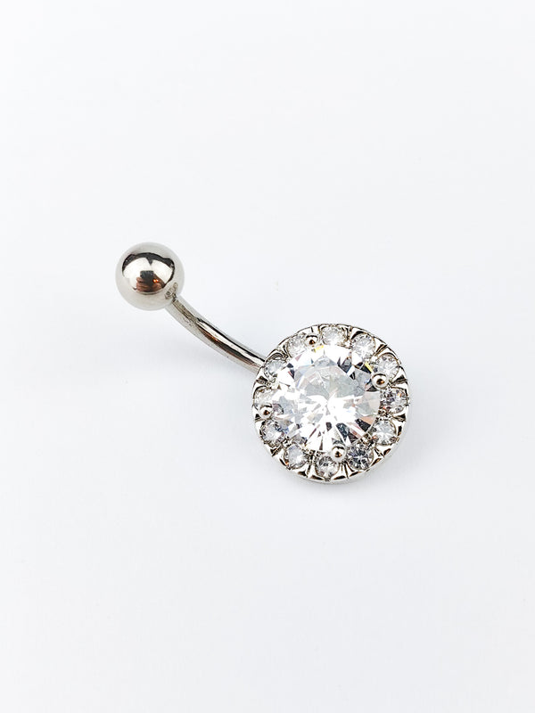 Piercing Kolczyk do Pępka z Dużą Cyrkonią Srebrny