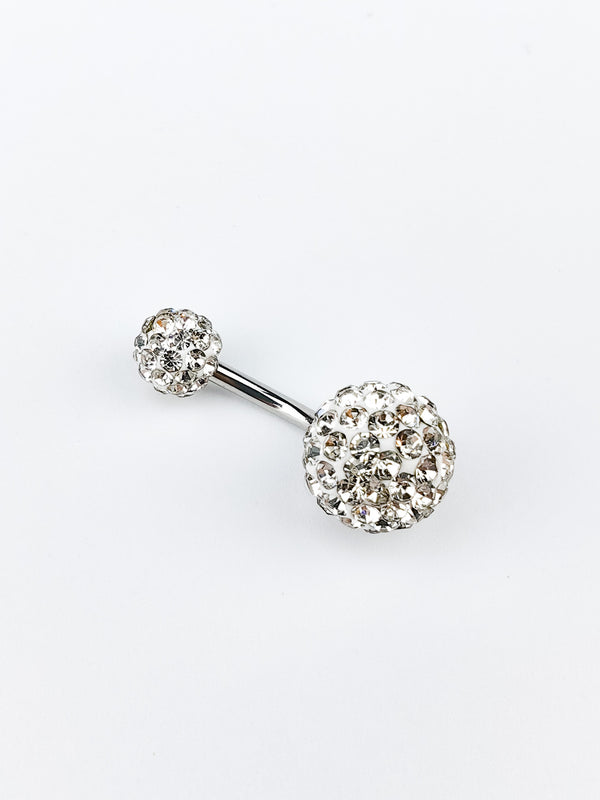 Piercing Kolczyk do Pępka Wysadzany Cyrkoniami Srebrny