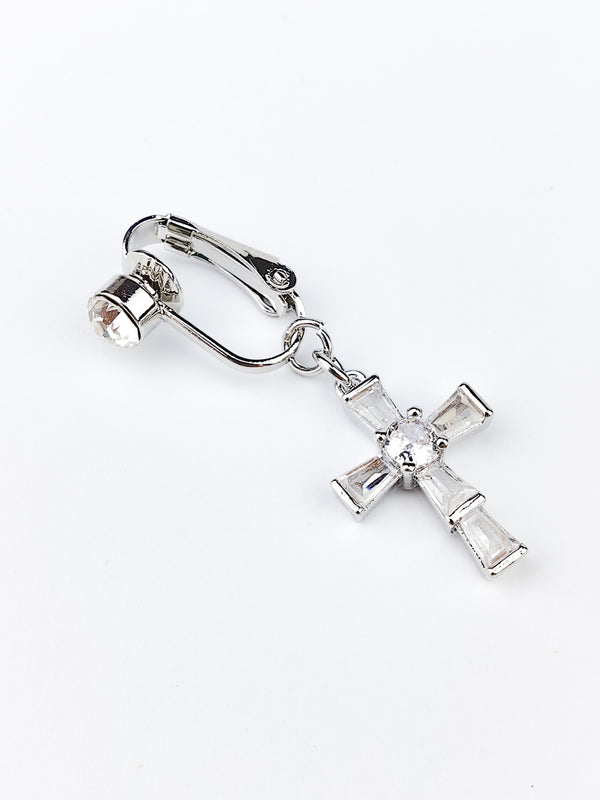 Fake Piercing Kolczyk do Pępka KRZYŻYK #1 Srebrny