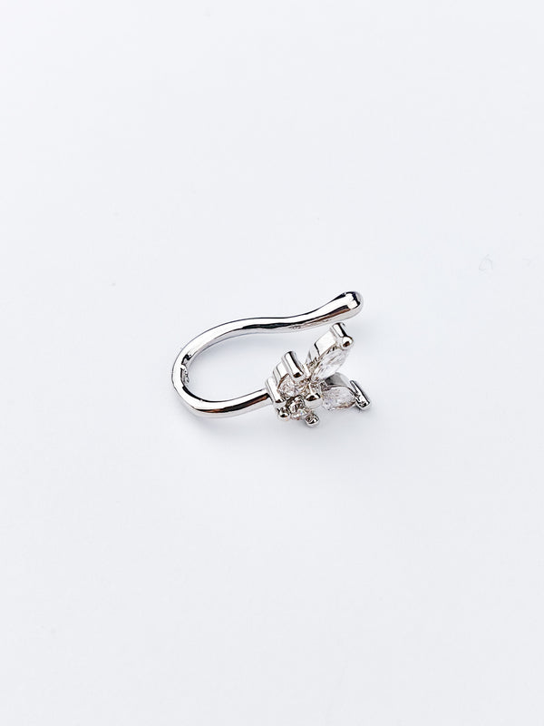 Fake Piercing Kolczyk do Nosa MOTYLEK z Cyrkoniami
