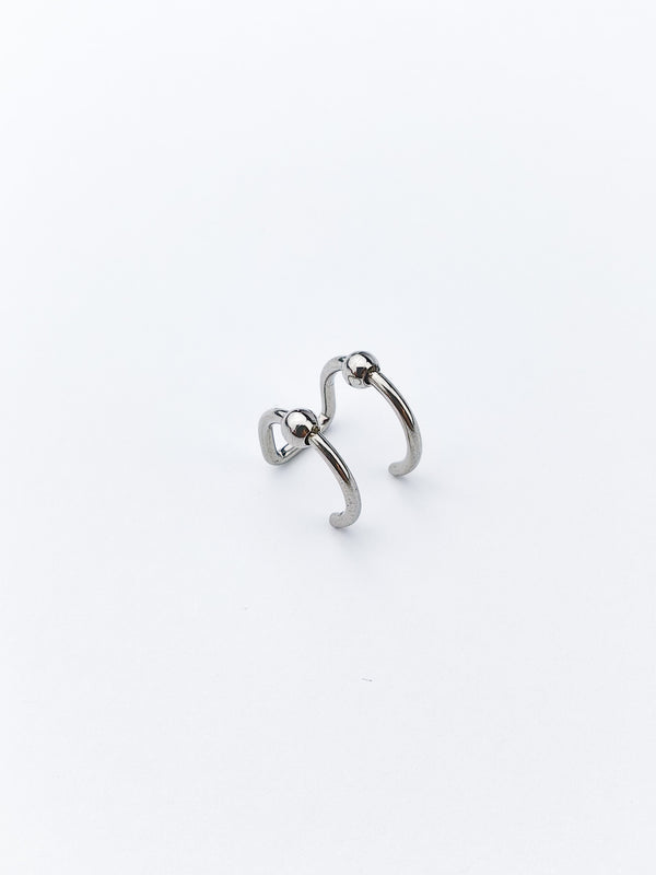 Fake Piercing Ohr-/Lippenpiercing Doppelring mit Kugeln