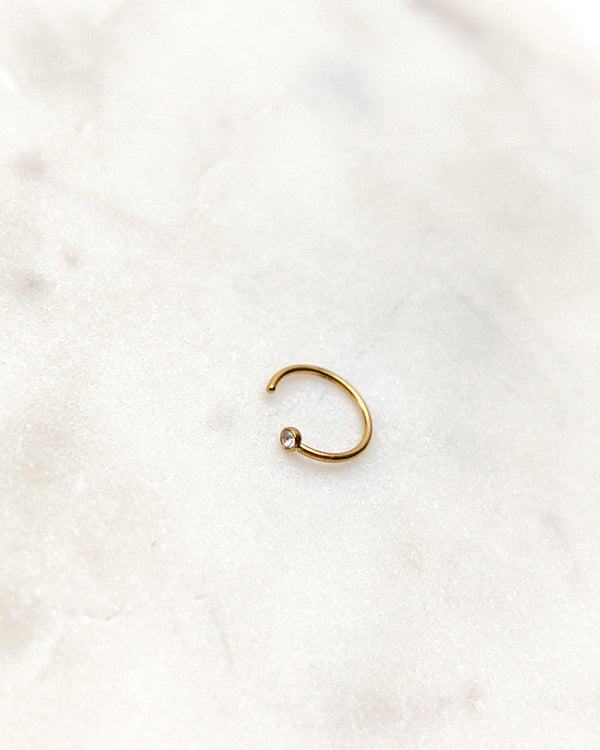 Piercing Nostril do nosa złoty Kółko Cyrkonia