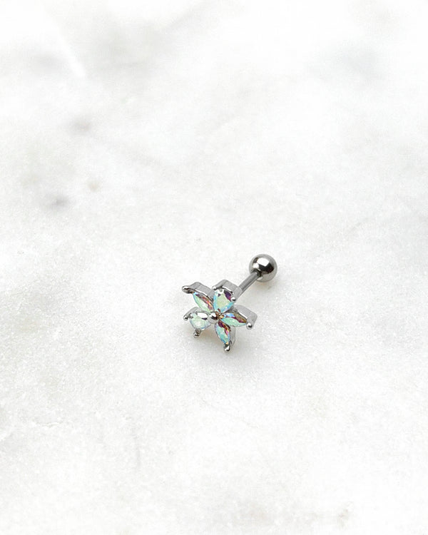 FLOWER #2 Kolczyk Piercing do Ucha Srebrny