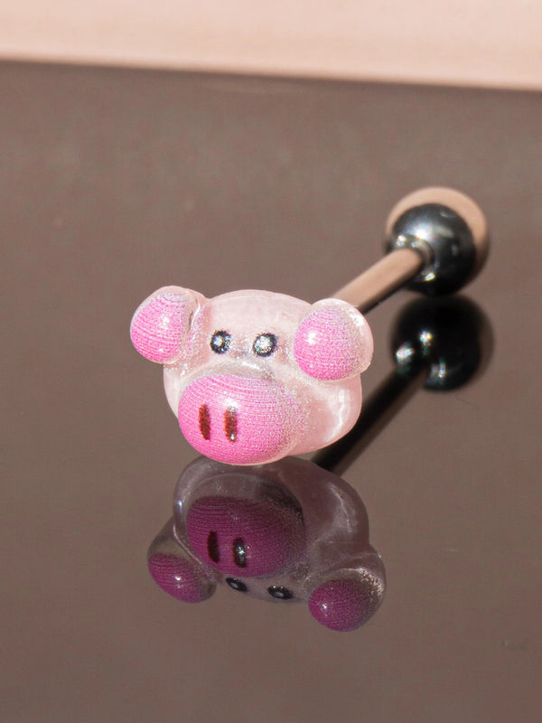 Piercing Tongue Ring Pig