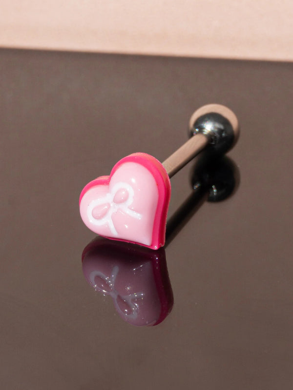 Piercing Tongue Ring Heart with Bow