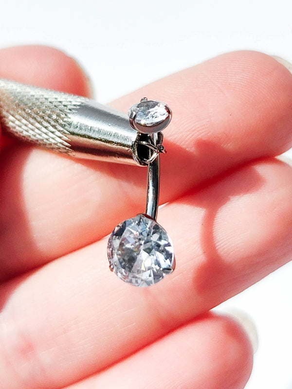 Tytanowy Kolczyk Piercing do Pępka z Cyrkoniami