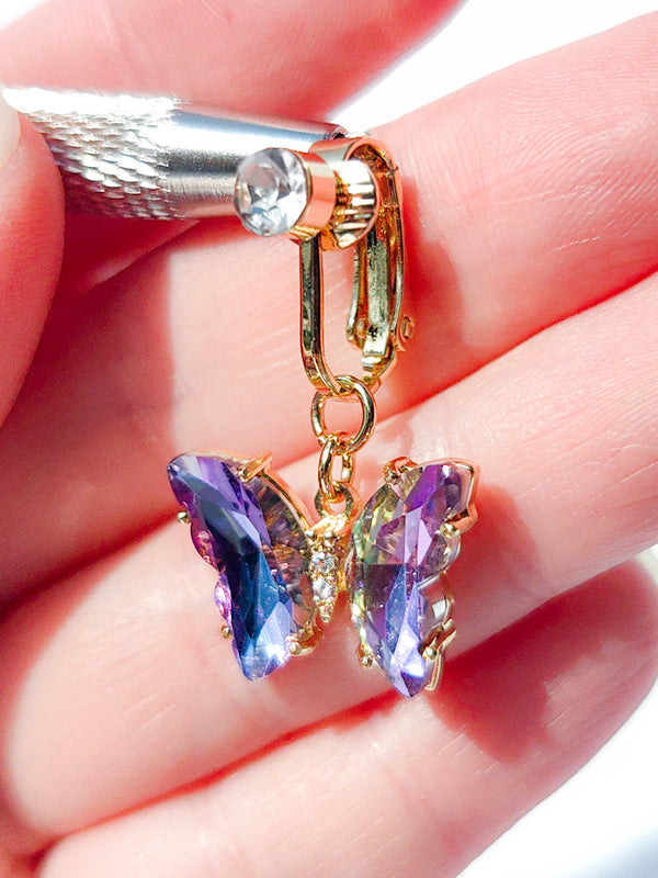 Fake Piercing Kolczyk do Pępka Kolorowy BUTTERFLY #2 Złoty