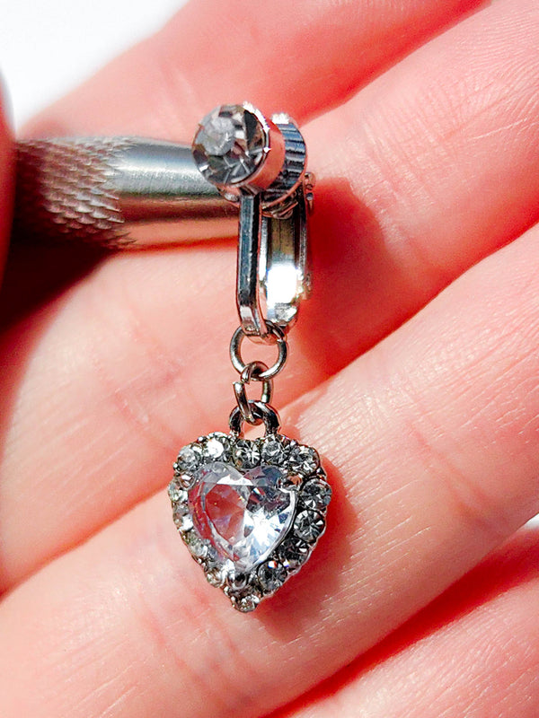 Fake Piercing Kolczyk do Pępka HEART #3 Srebrny