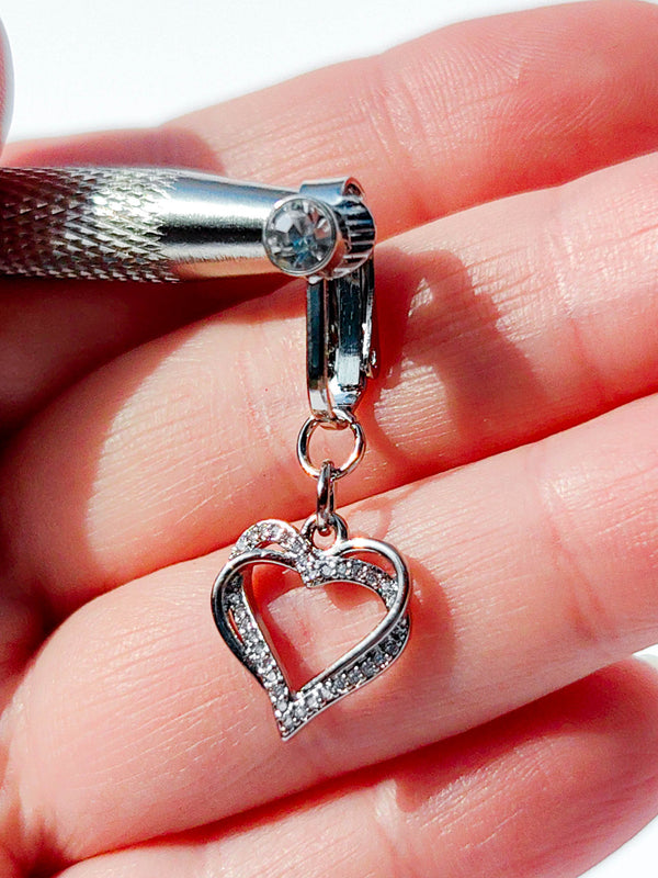 Fake Piercing Kolczyk do Pępka HEART #1 Srebrny